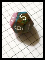 Dice : Dice - 12D - Chessex Half and Half Camo Speckle and Purple and Aqua with White Numerals - Gen Con Aug 2012